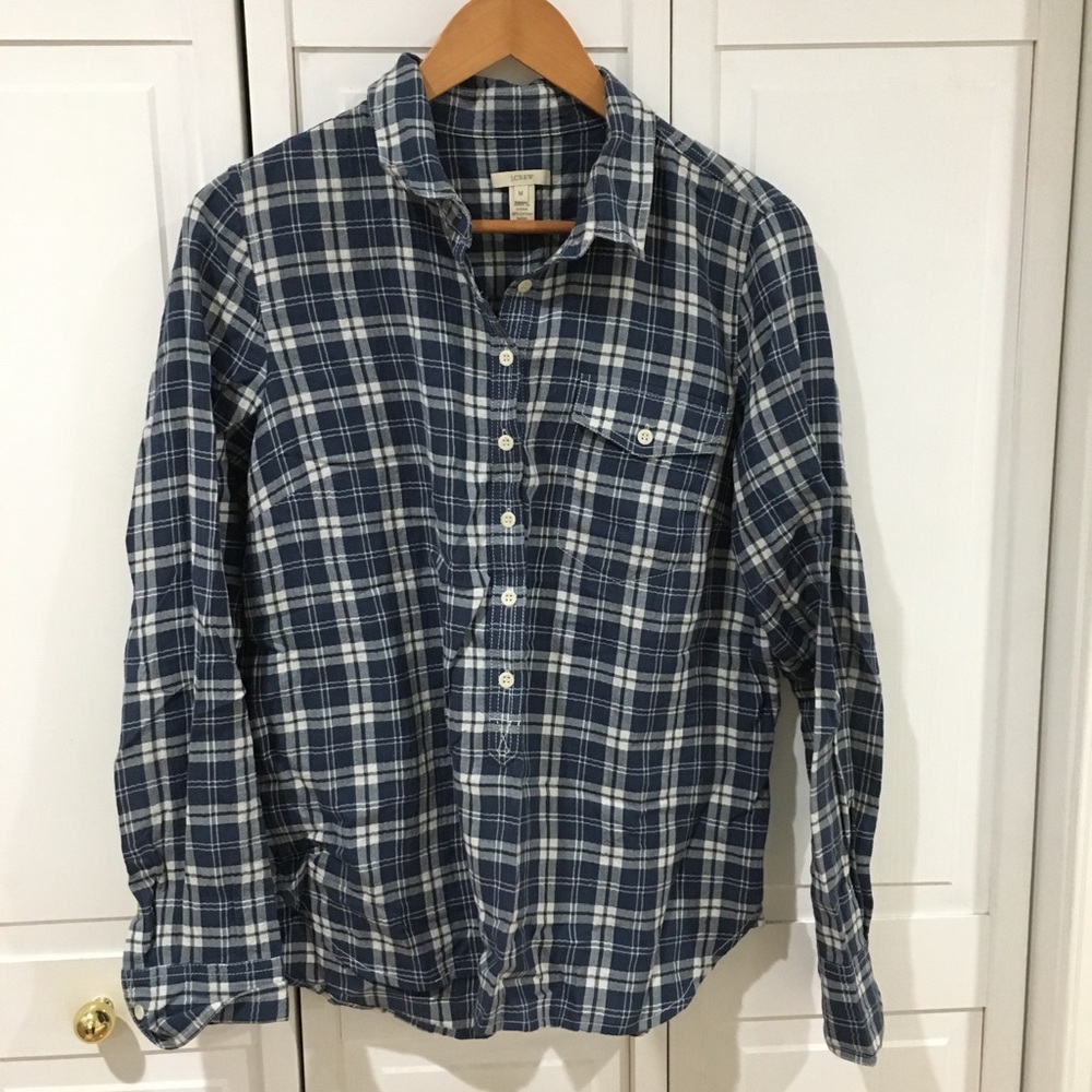 J. Crew Plaid Shirt with Button Details